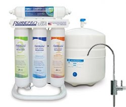 PurePro ERS105 RO víztisztító modern dizájn csappal (FC101). QUICK CHANGE (QC) csatlakozós, kompakt szűrők 2,5