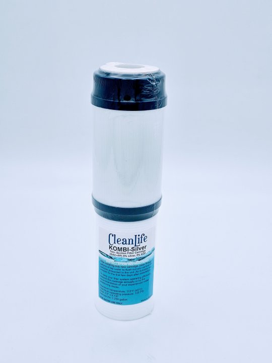 Kombinált aktív szén szűrőbetét kétlépcsős asztali víztisztítóhoz ezüsttel és KDF-fel-Clean Life