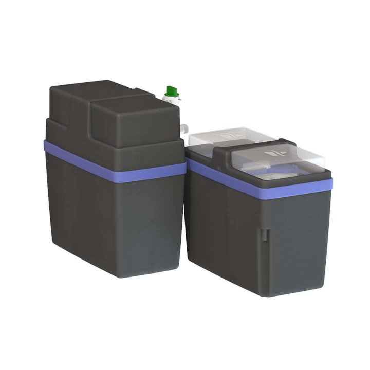 Hydrosoft 200BL DUPLEX elektromos áram nélkül működő víz és sótakarékos vízlágyító külön sóléoldó tartállyal (2x3l gyanta, by pass szelep, 3/4